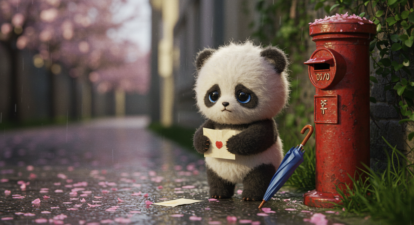 Panda writing a diary